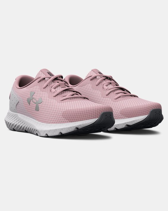 Women's UA Charged Rogue 3 Metallic Running Shoes, Pink, pdpMainDesktop image number 3